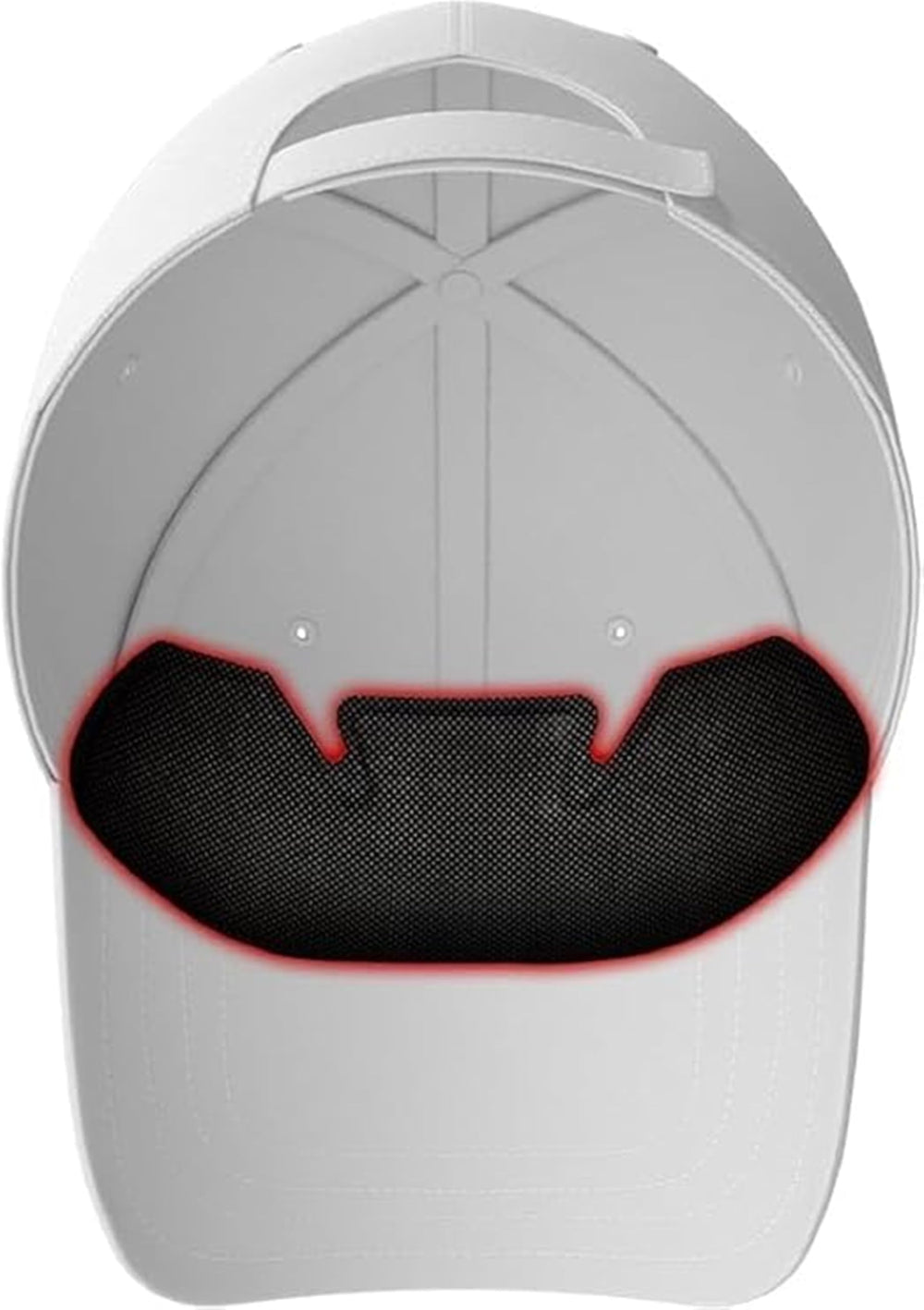 NoSweat adhesive detail demonstrating secure fit inside caps