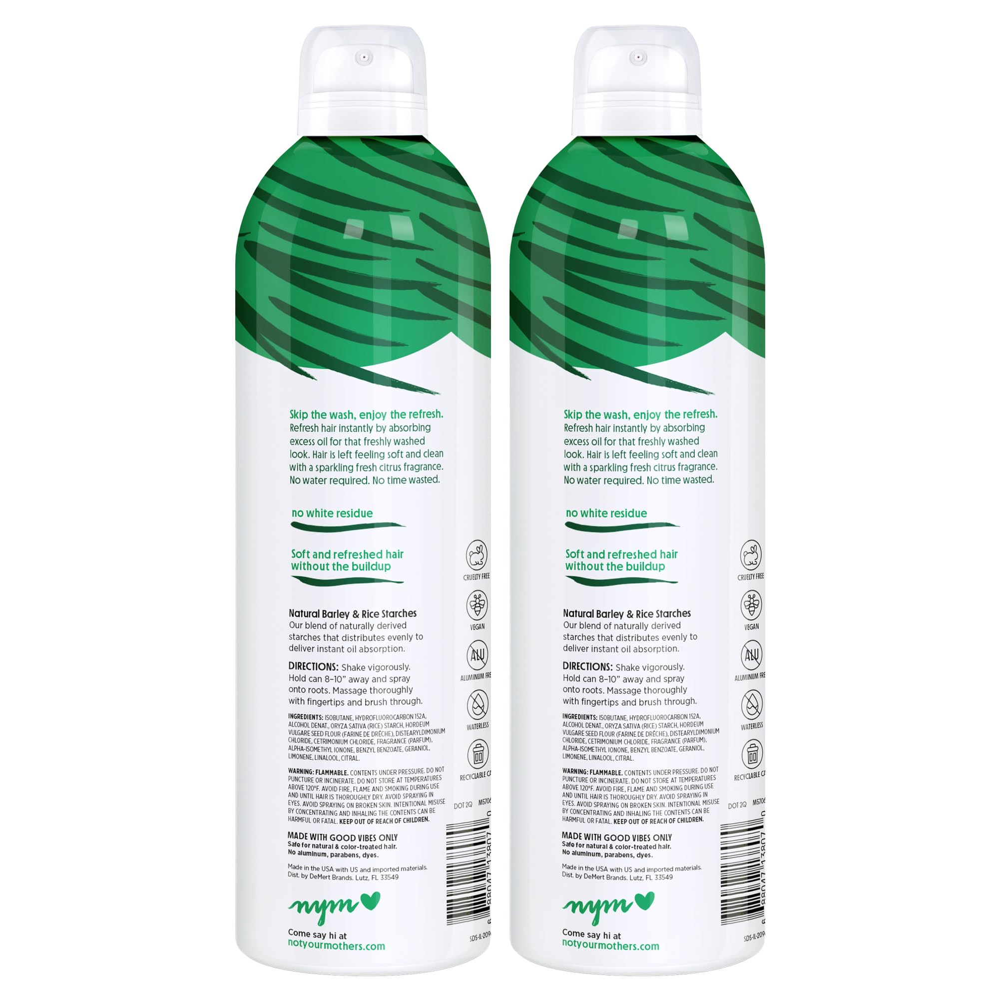 Not Your Mother's spray applied to roots demonstrating instant oil absorption