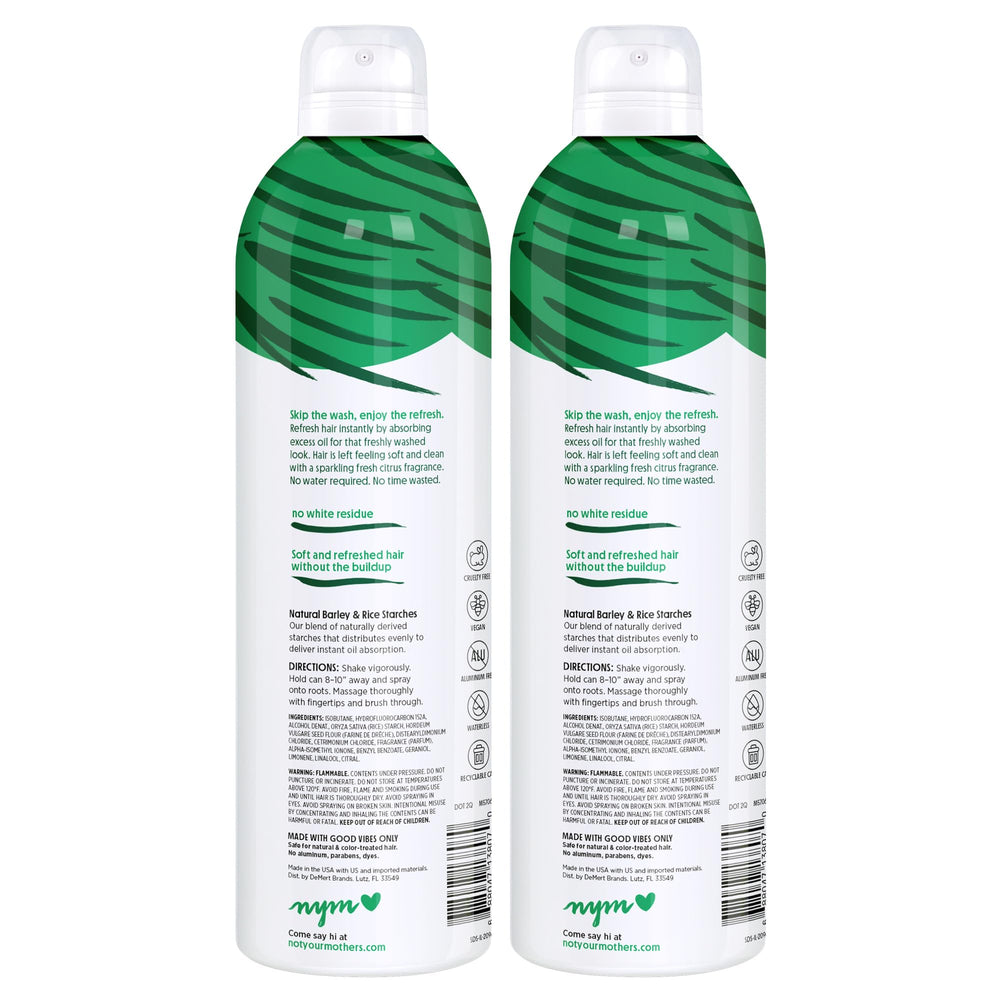 Not Your Mother's spray applied to roots demonstrating instant oil absorption