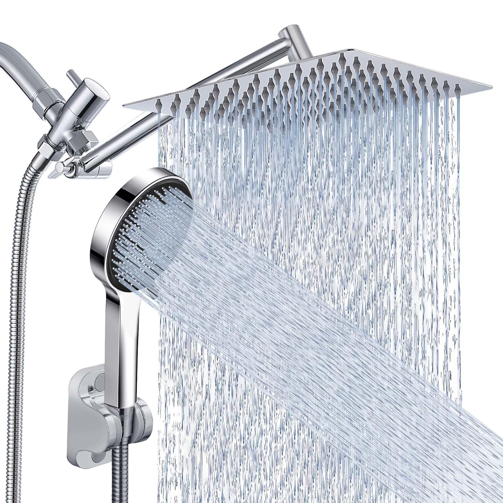 Nottia front view of dual showerhead set showing rain and handheld benefits