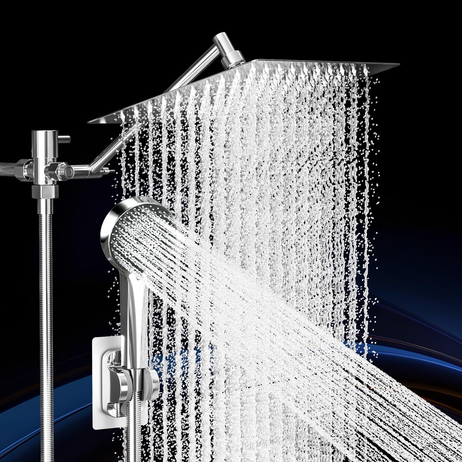 Nottia staged bathroom with installed set showing upgraded modern shower experience