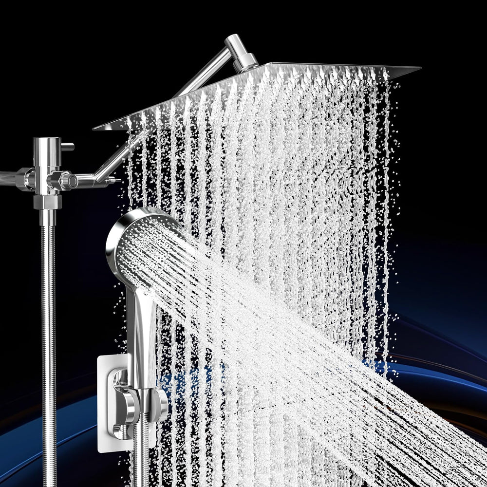Nottia staged bathroom with installed set showing upgraded modern shower experience