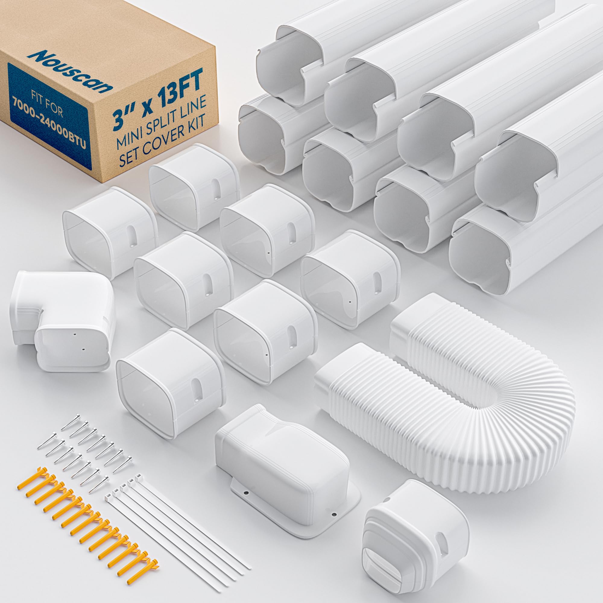 Nouscan front packaging showing complete white line cover kit and benefits