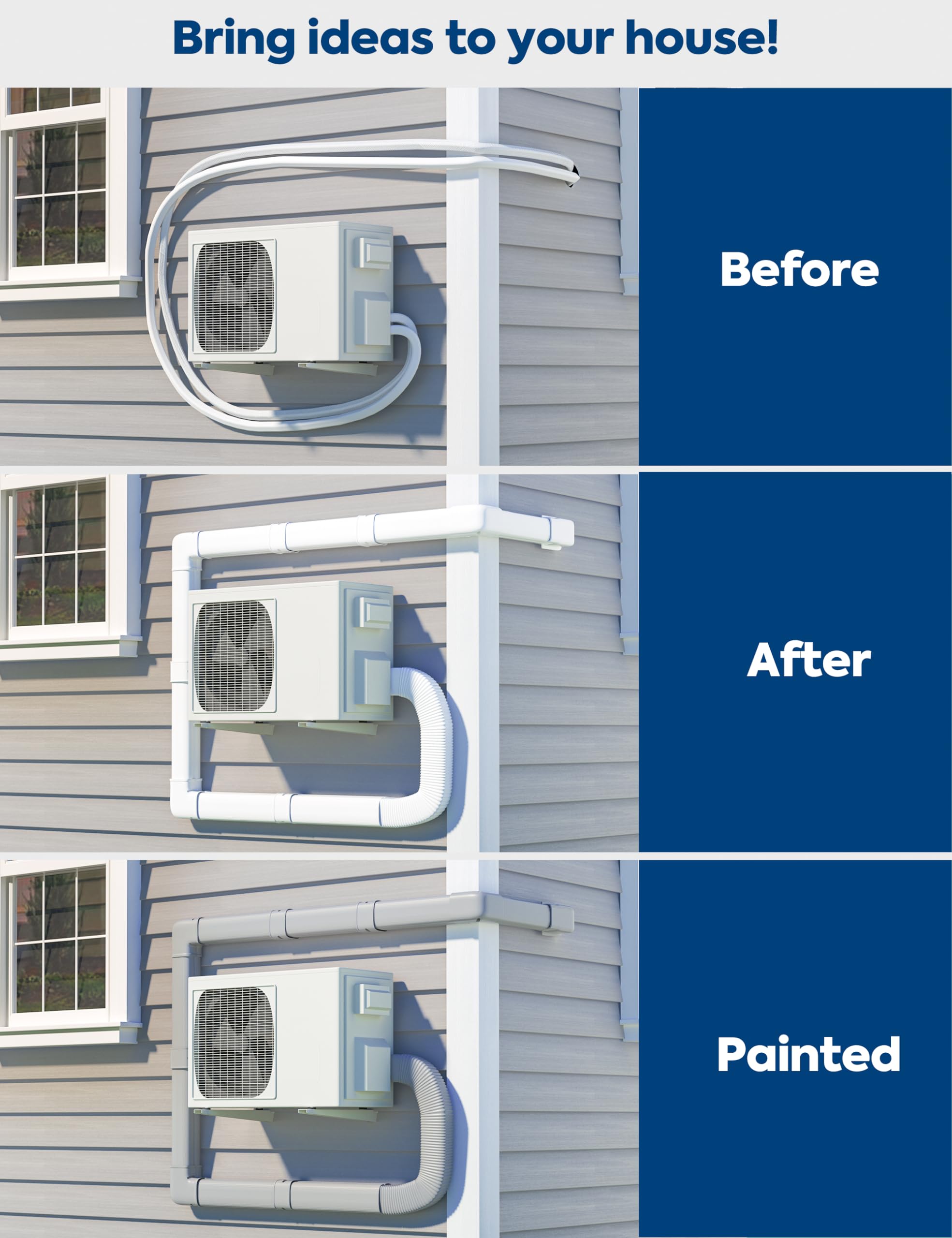 Nouscan outdoor mounted cover hiding mini-split lines for clean exterior