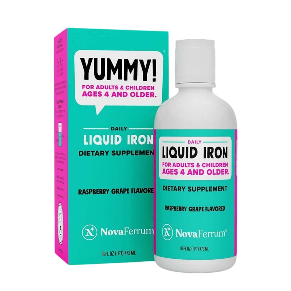 NovaFerrum front bottle view showing label and 16 fl oz size, clear branding and ingredient benefit