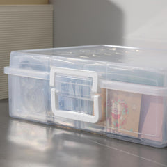novelinks container with photos inside showing neat, protected storage