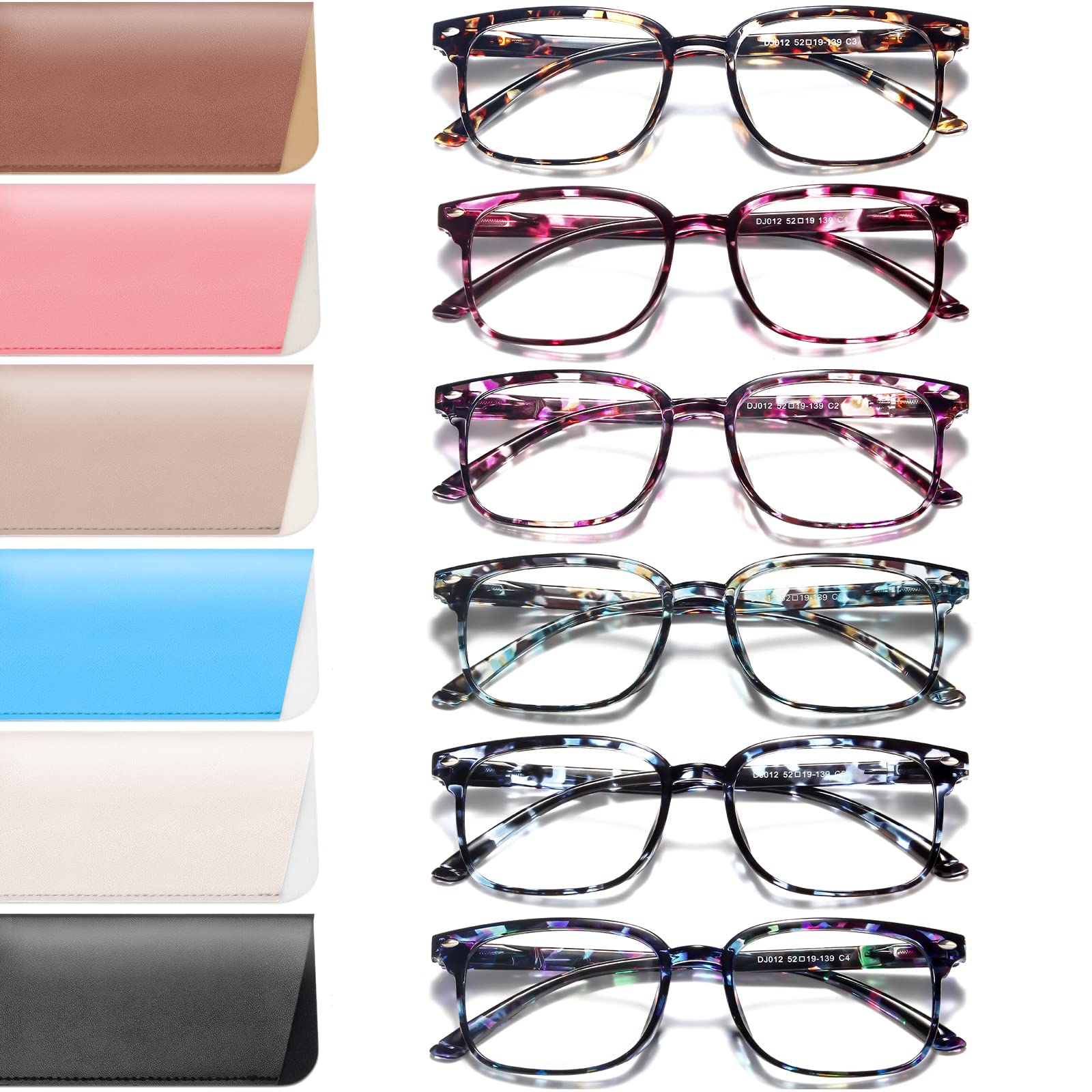 NOVIVON front view of six-pack glasses and cases showing variety and convenience