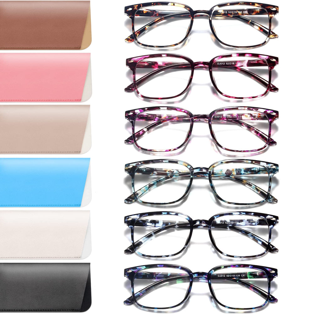 NOVIVON front view of six-pack glasses and cases showing variety and convenience