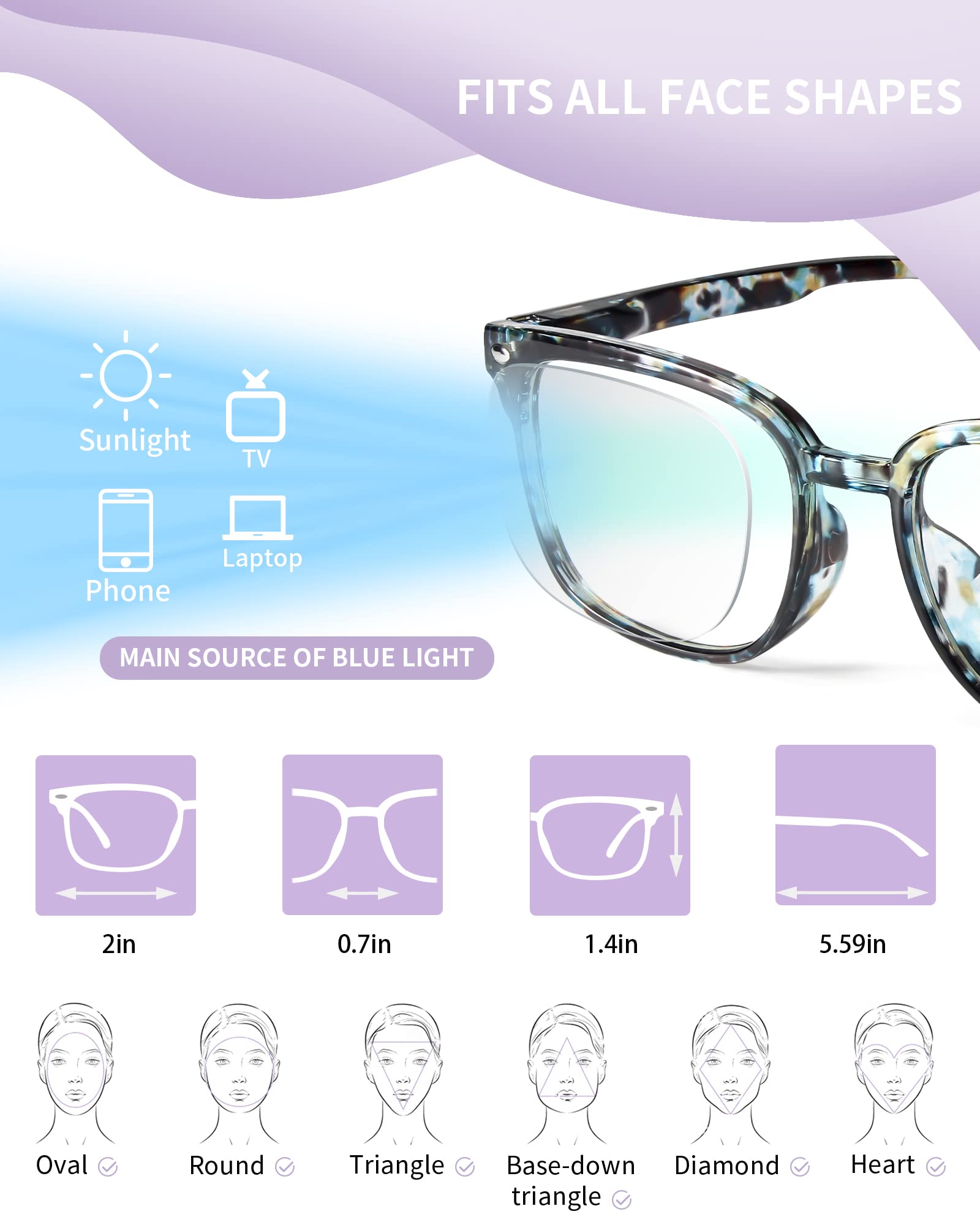 NOVIVON glasses beside a hand for scale to show lightweight, portable size