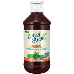 NOW BetterStevia clear bottle front view showing label and size, convenient use