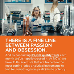 NOW glycine supplement facts panel displaying GMP-tested potency and ingredients