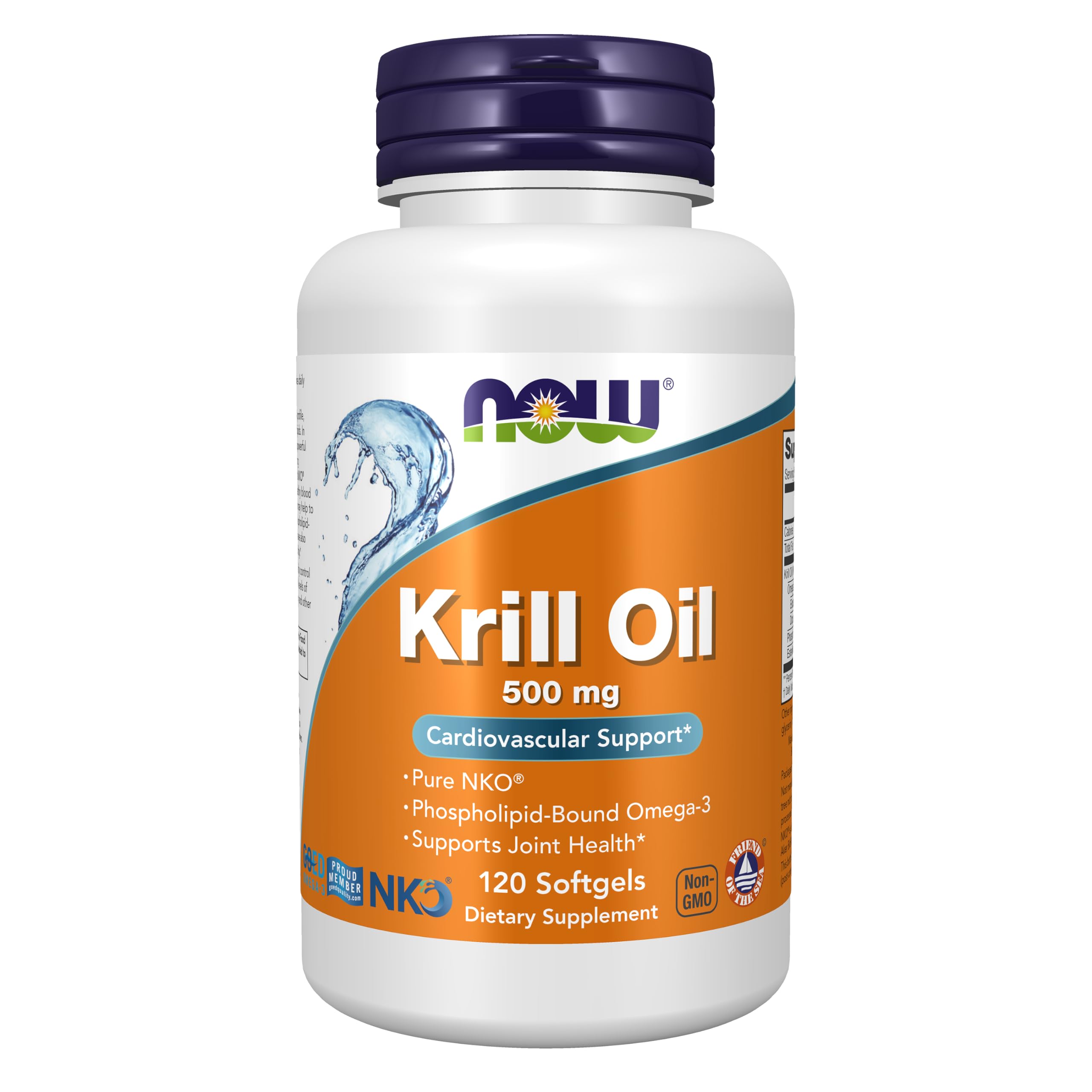 NOW krill oil front packaging showing bottle and label for easy identification and trust