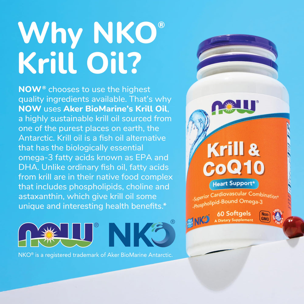 NOW krill oil size comparison in hand to demonstrate softgel scale and easy swallowing