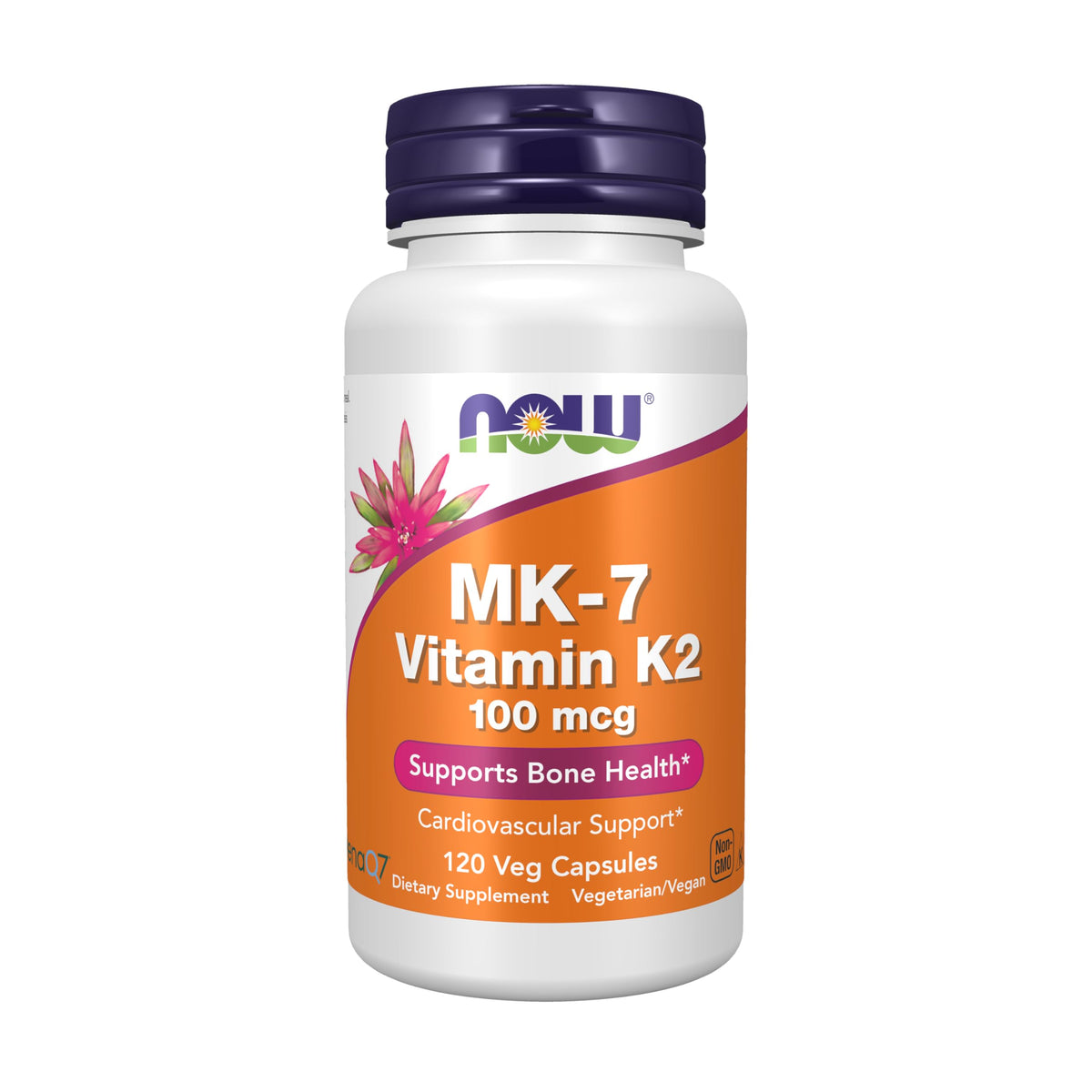 NOW MK-7 front packaging showing bottle and supplement identity benefits