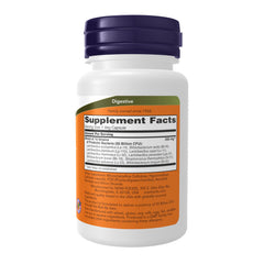 NOW Probiotic-10 vegetarian capsule closeup illustrating easy swallowing benefit