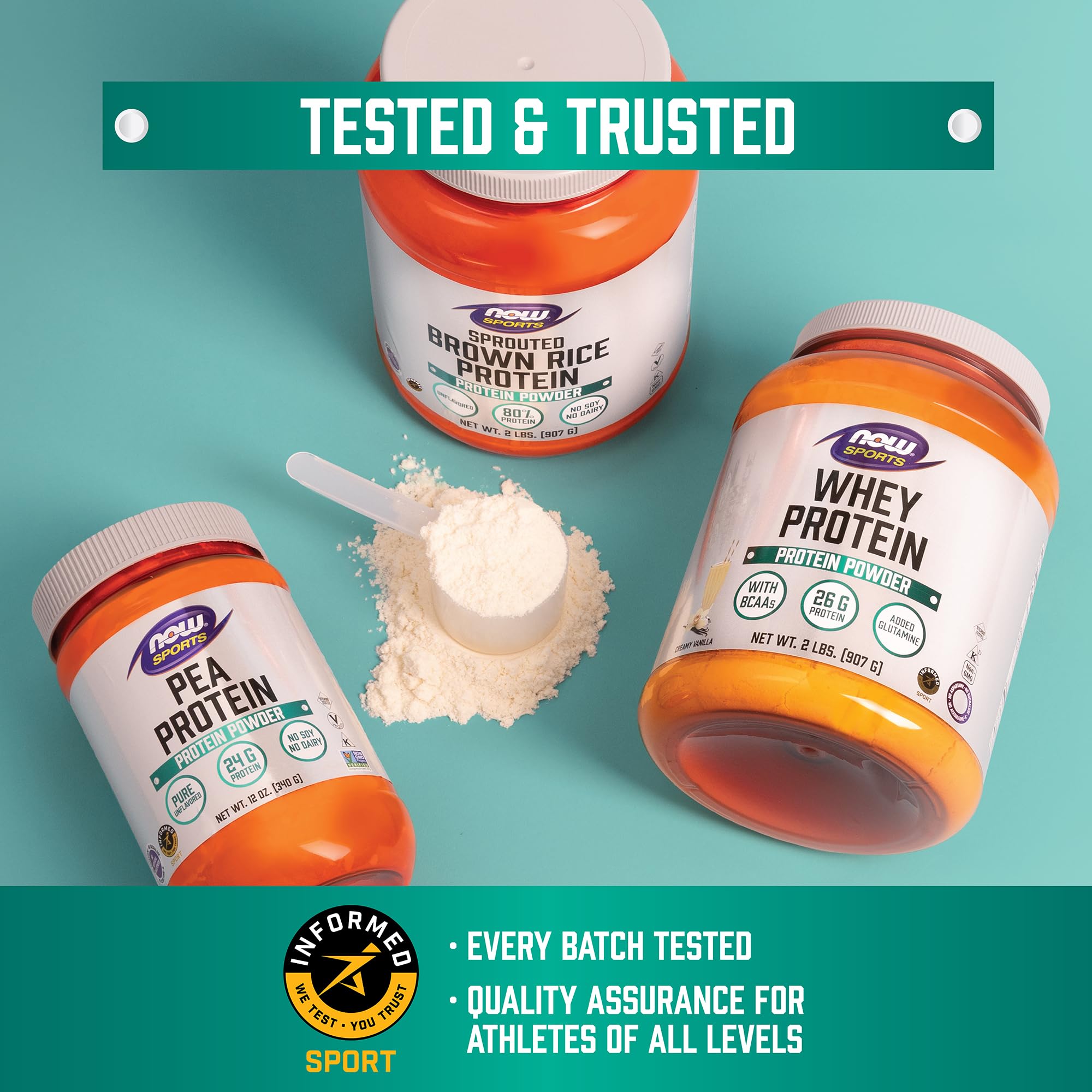 NOW nutrition panel label closeup showing protein content and certification