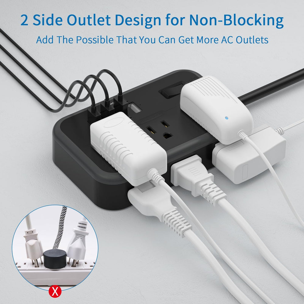 NTONPOWER full 25 ft cord stretched across a living room for distant outlet access