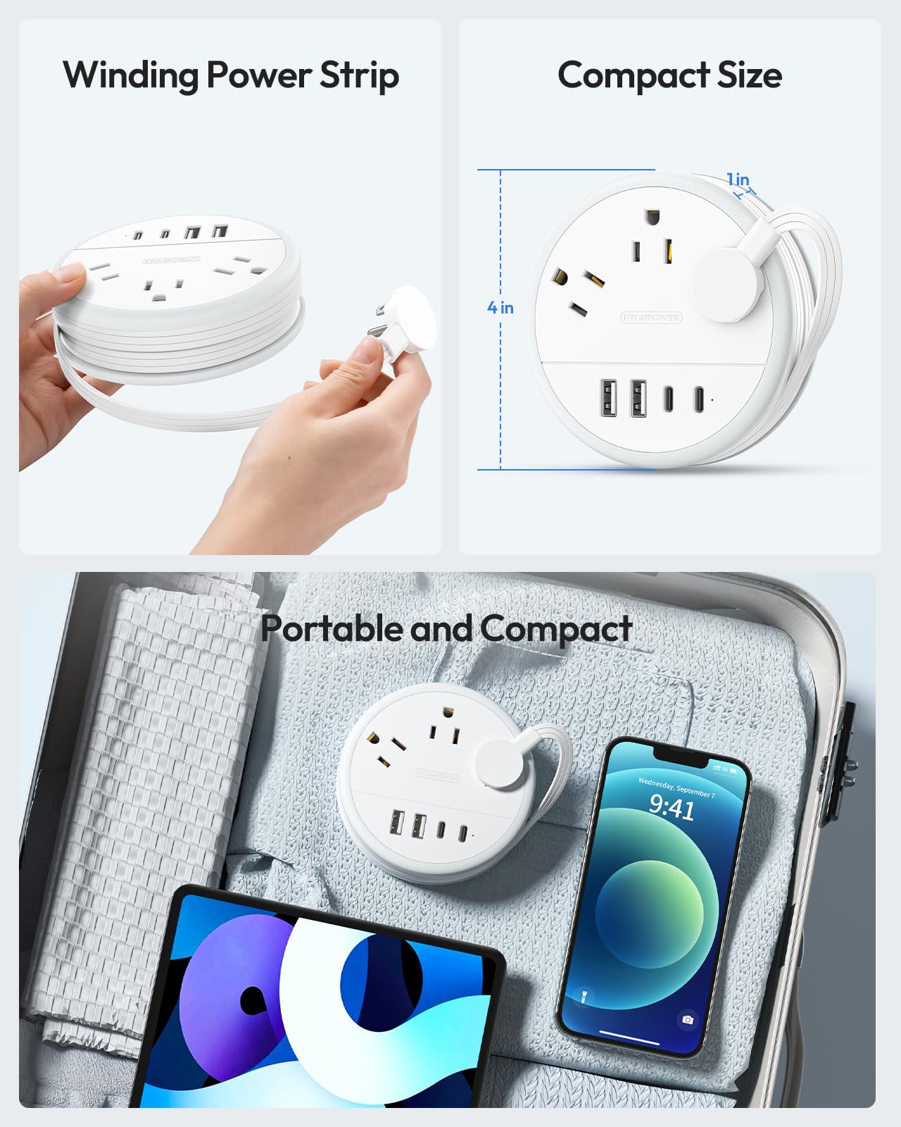 NTONPOWER powering devices on a hotel bedside for easy charging