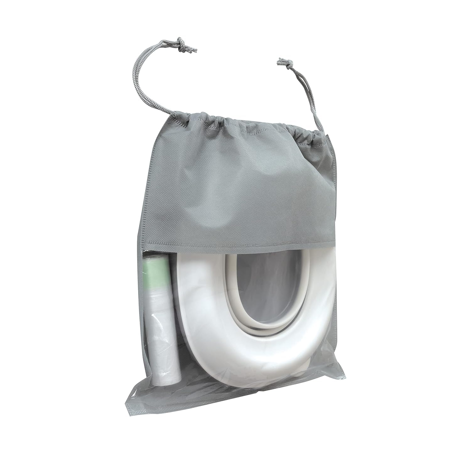 Nuby potty converted to toddler toilet seat providing stability on adult toilet