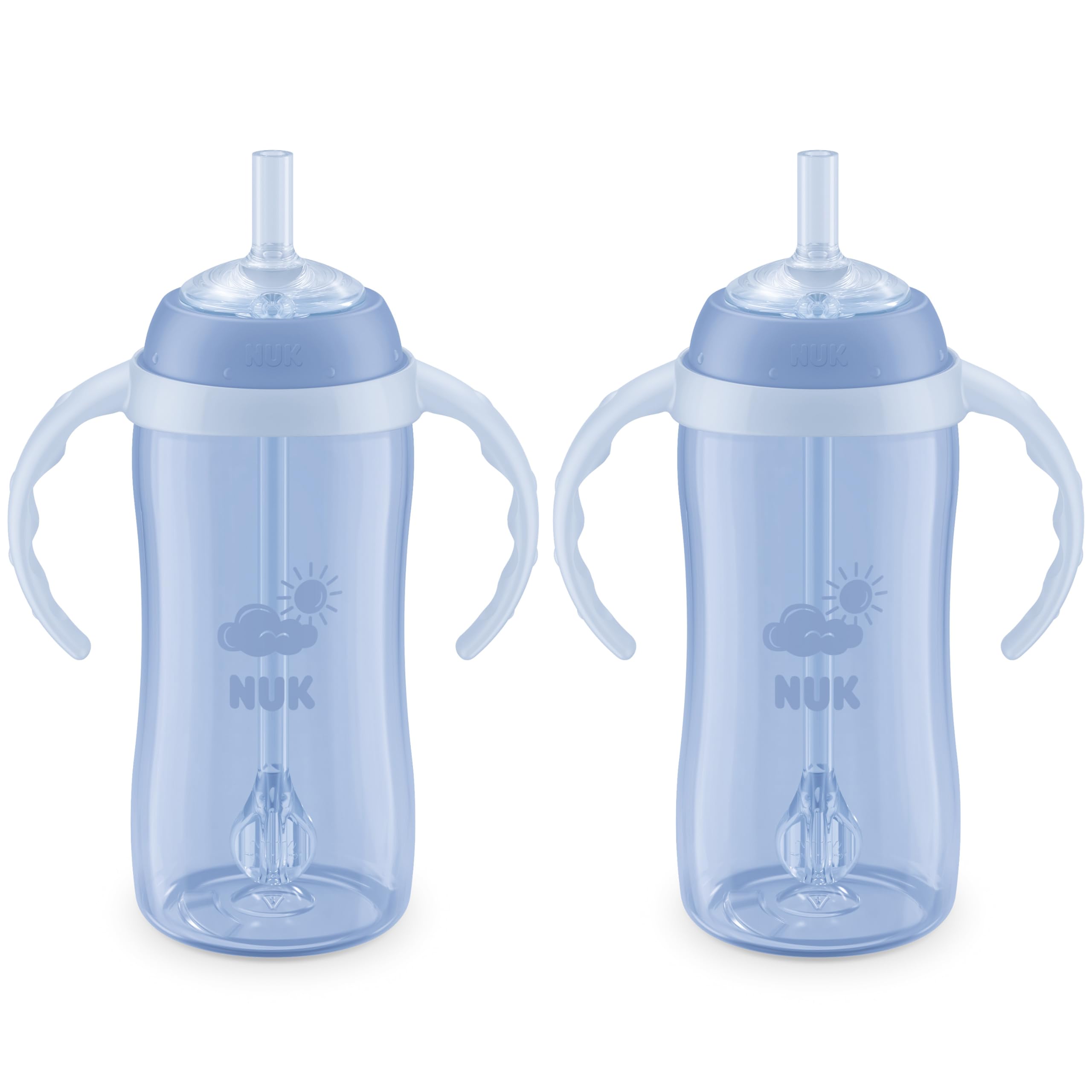 NUK front view of 10oz learner straw cup showing compact design and easy pouring