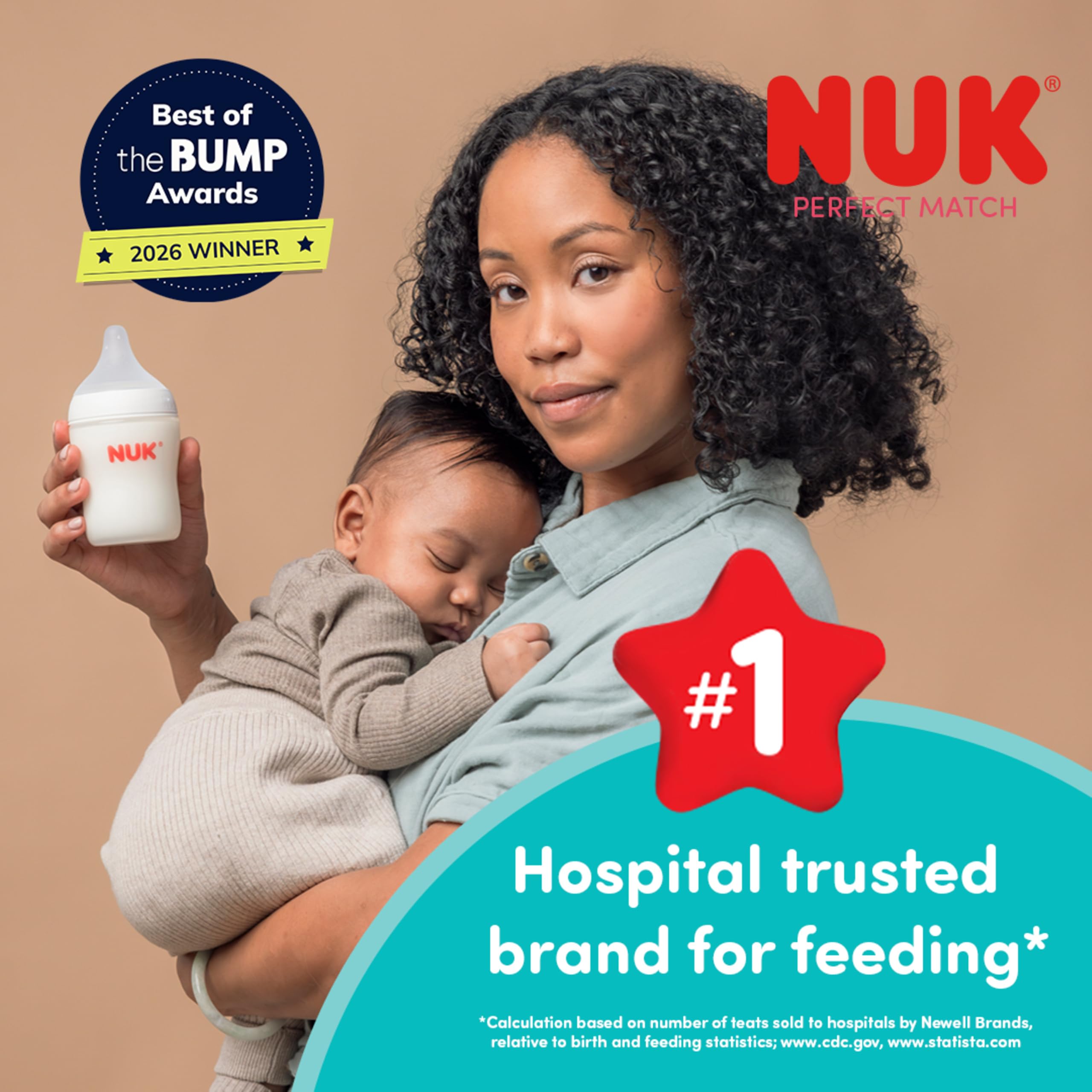 NUK close-up of soft silicone nipple highlighting natural latch