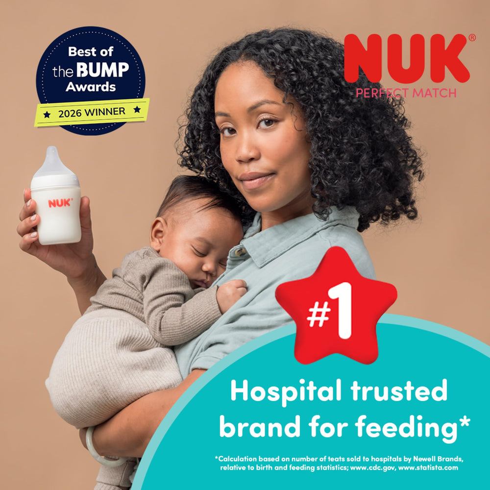 NUK close-up of soft silicone nipple highlighting natural latch