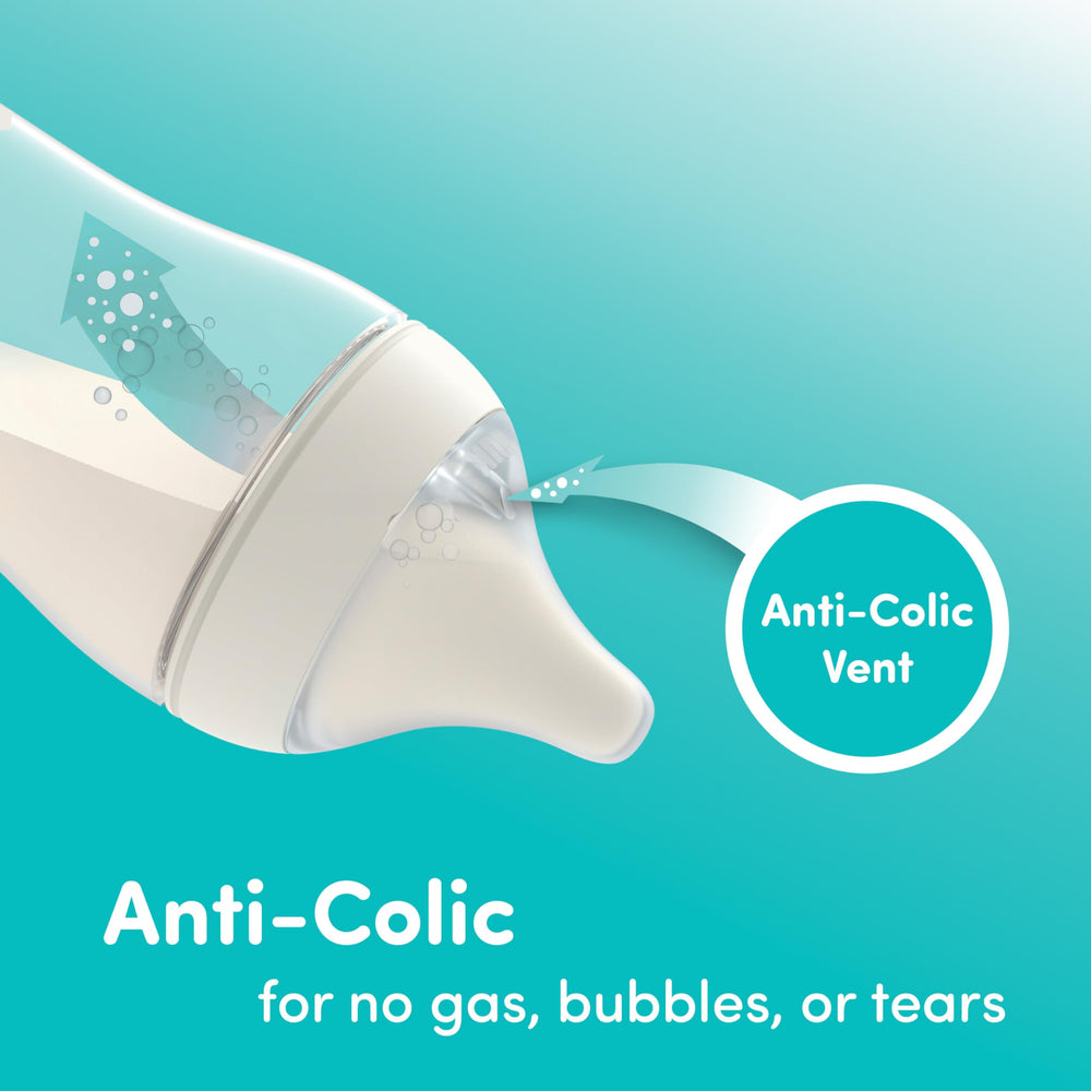 NUK bottle beside breastfeeding mother showing smooth breast-to-bottle transition