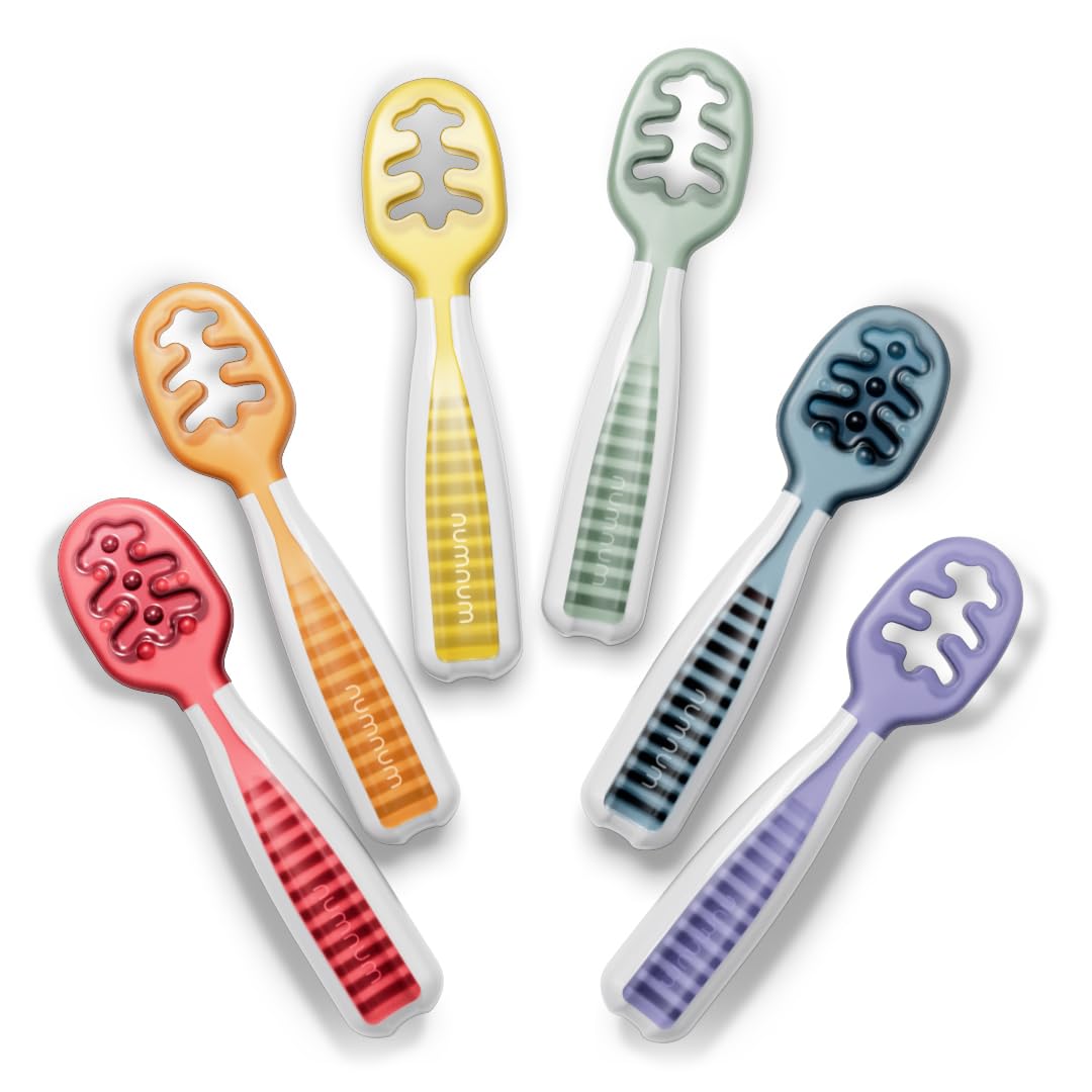 NumNum front packaging showing six-pack rainbow spoons and benefits