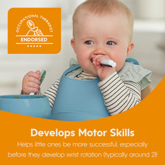 NumNum pre-spoon doubling as a teether for sore gums and play