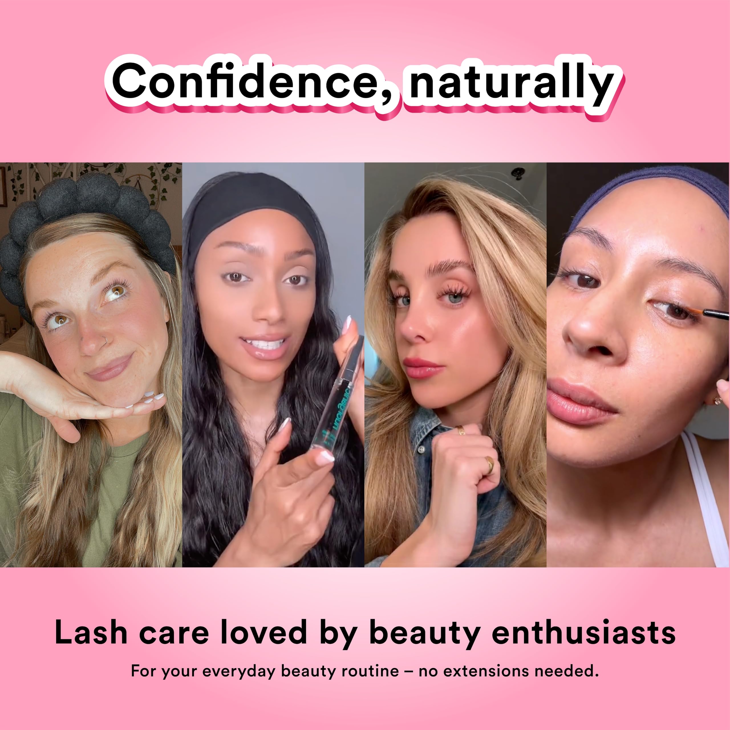 NuOrganic Cosmic Lash on bathroom counter in lifestyle scene for daily routine appeal