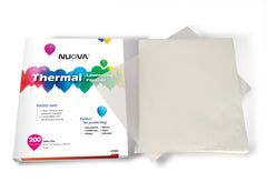 Nuova close-up of glossy 3 mil pouch surface enhancing photo clarity