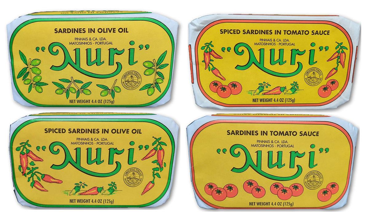 Nuri front view of four-can variety pack showing vintage gift presentation and selection benefits