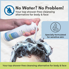 Nurture Valley pump dispensing foam into hand, quick no-rinse cleansing