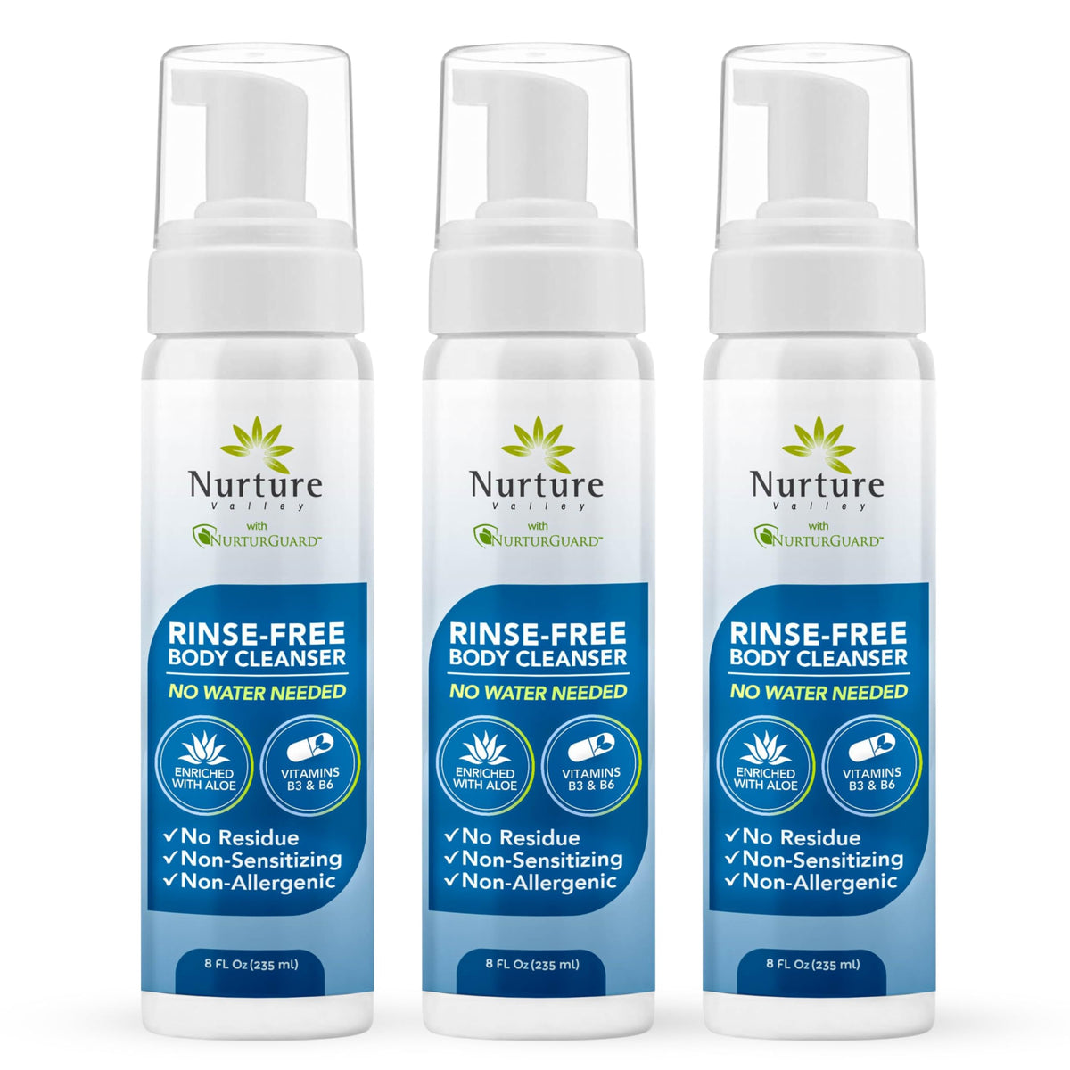 Nurture Valley front packaging showing pump and three 8oz bottles, convenient storage