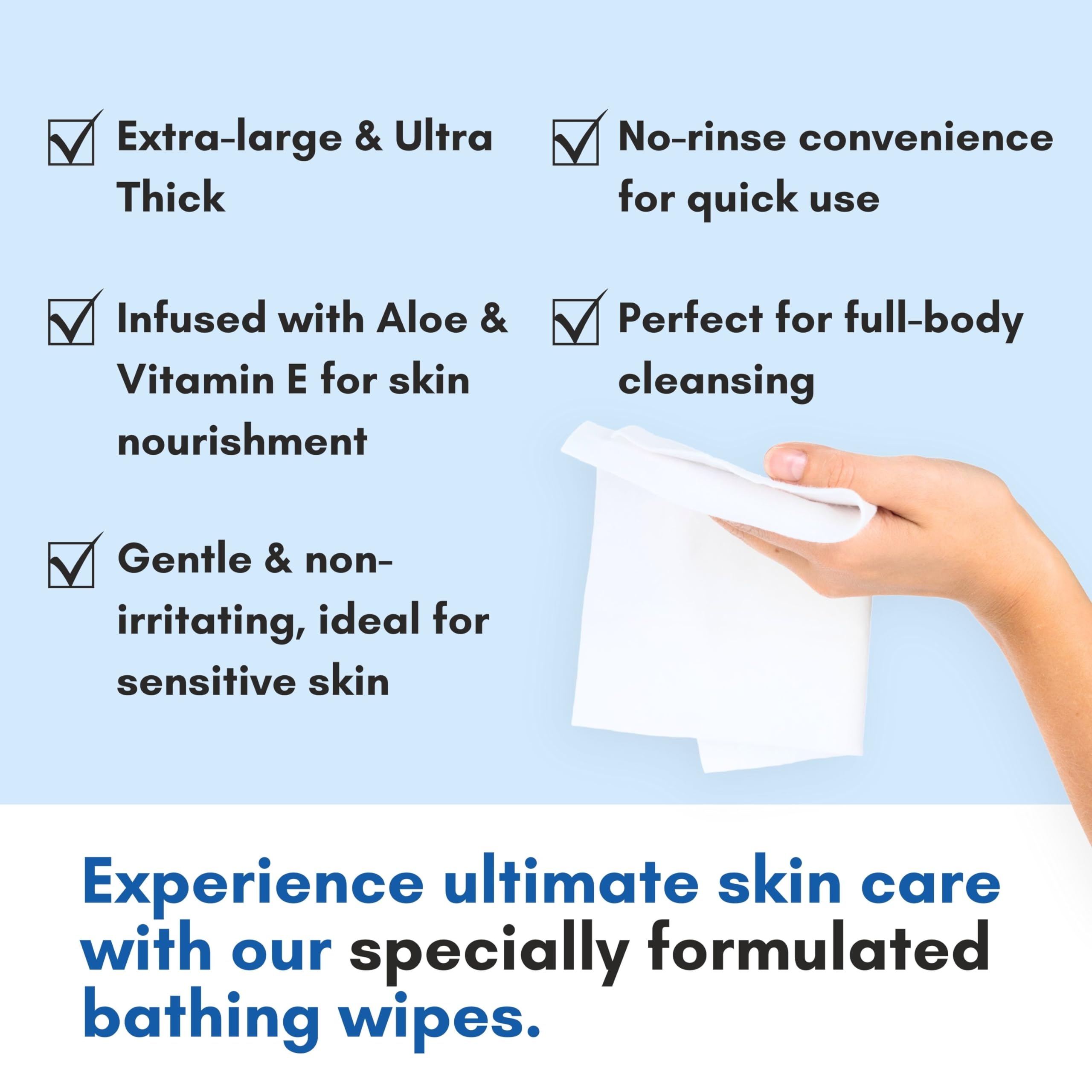 Nurture Valley wipe in hand being used to cleanse skin quickly and hygienically
