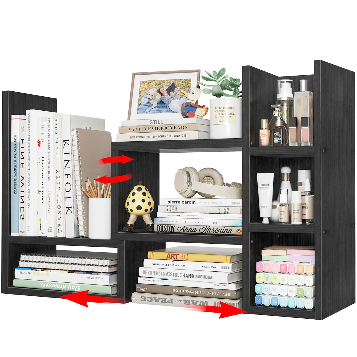 nutikas front view shelving showing organized desk and clear layout