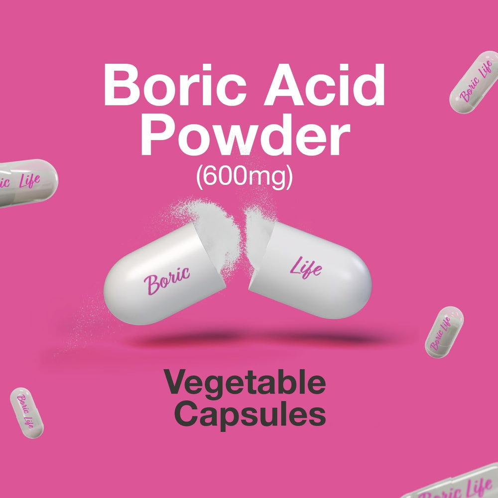 NutraBlast ingredients label highlighting 600mg boric acid per dose