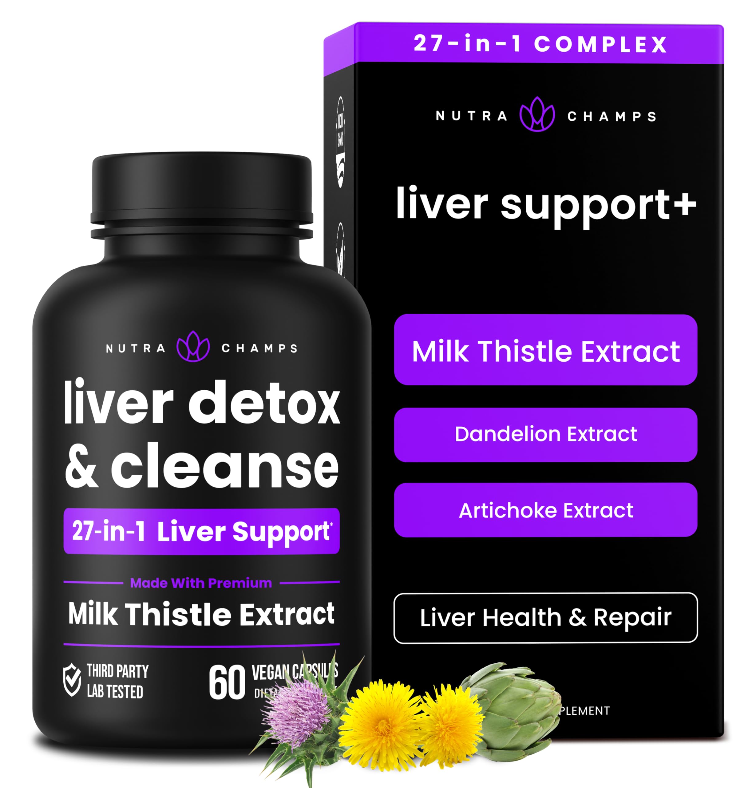 NutraChamps bottle front view showing label and benefits