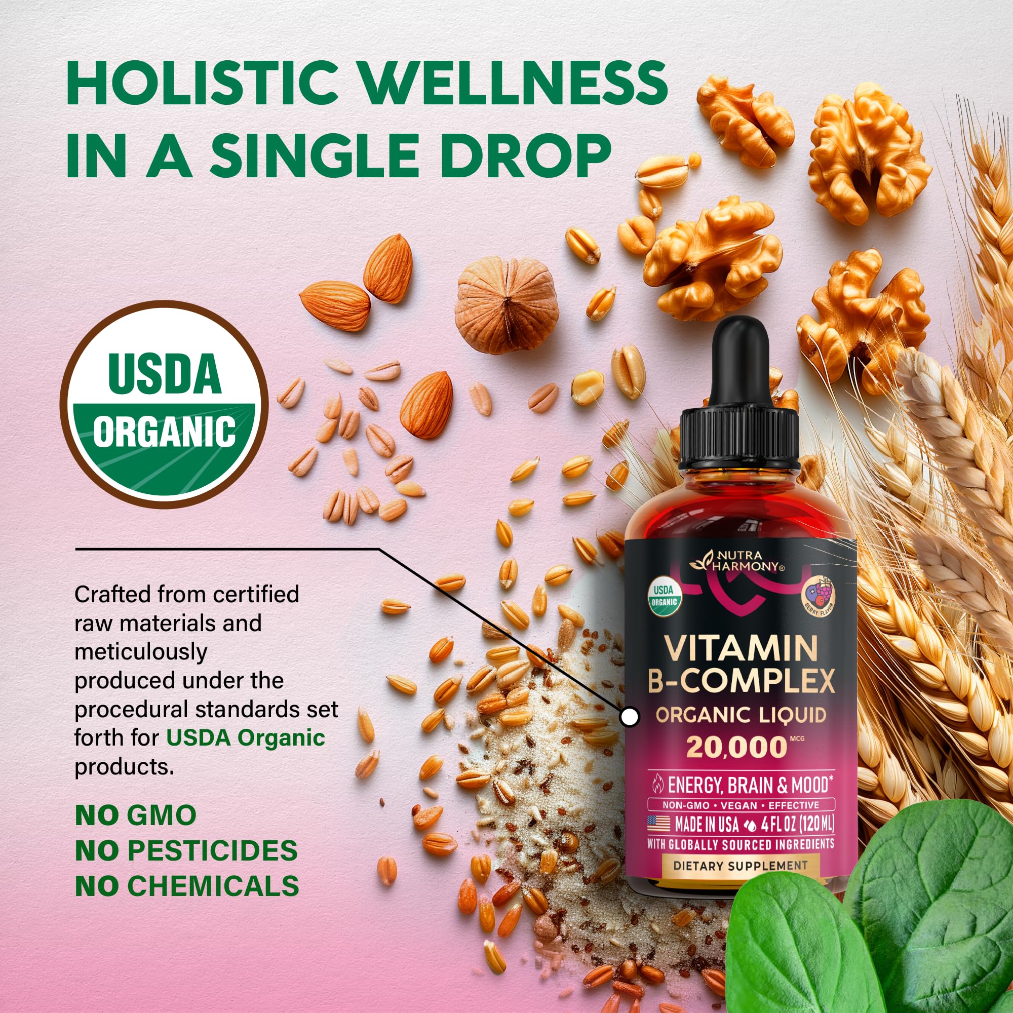 NUTRAHARMONY pouring drops into glass showcasing easy mixing into drinks