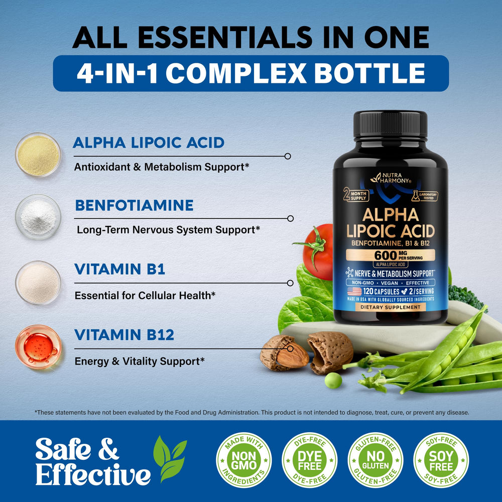 NUTRAHARMONY bottle label and ingredients list for transparent quality