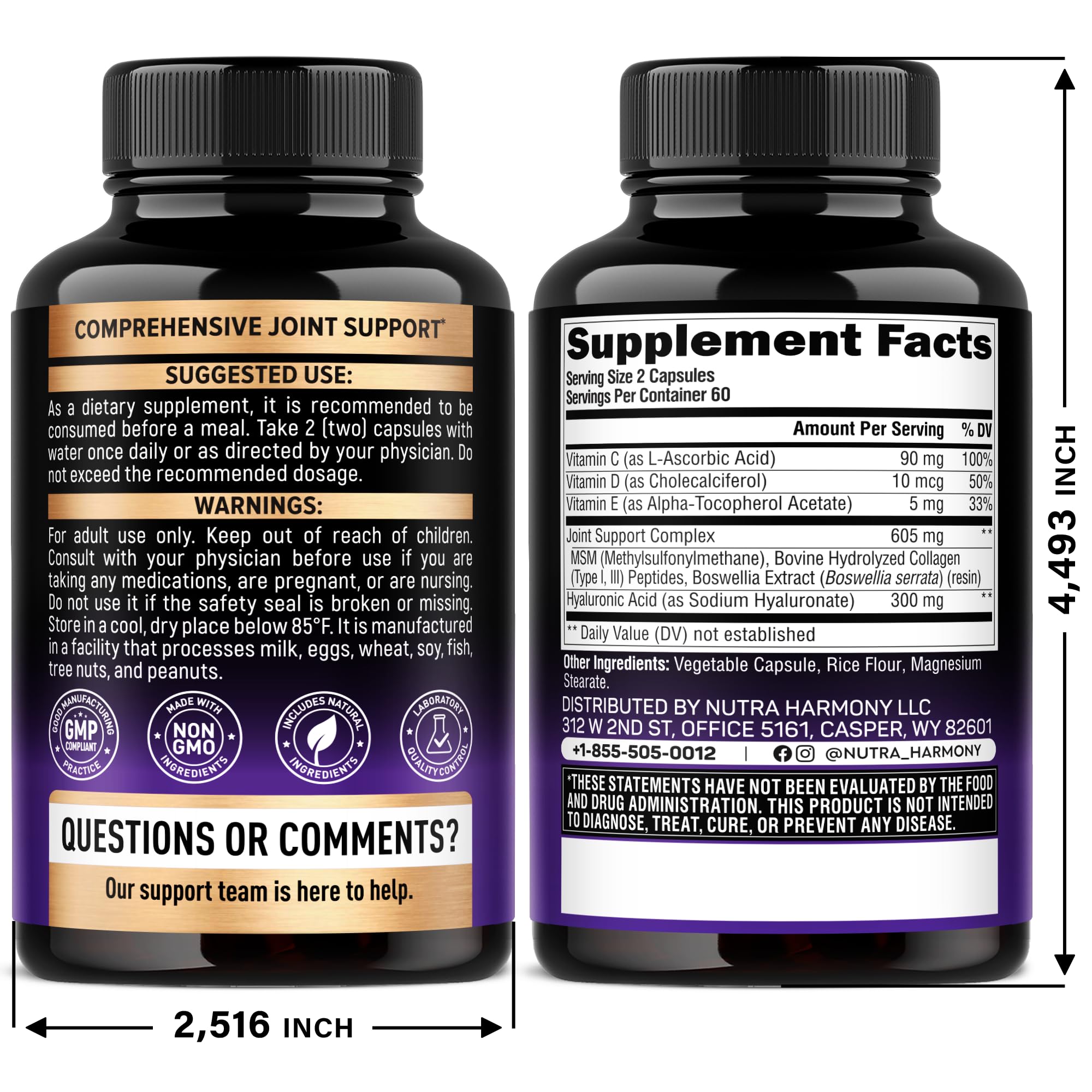 NUTRAHARMONY open bottle with capsules highlighting daily supply