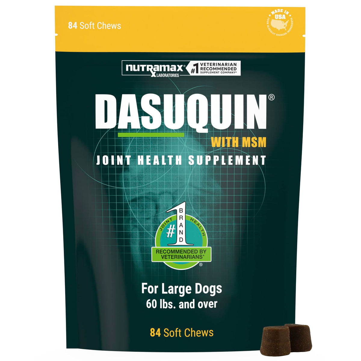 Nutramax Dasuquin front packaging showing product and benefits