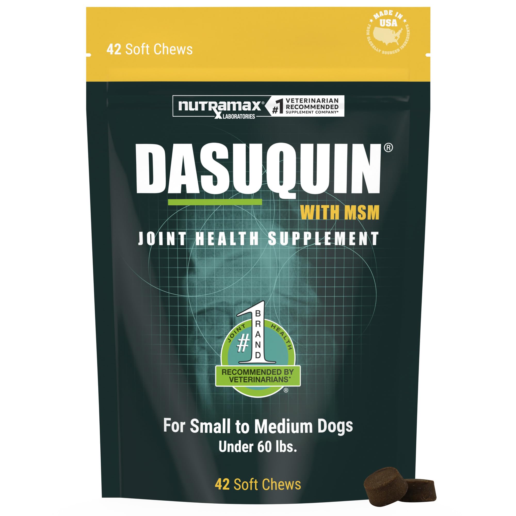 Nutramax Dasuquin front packaging showing product identity and benefits