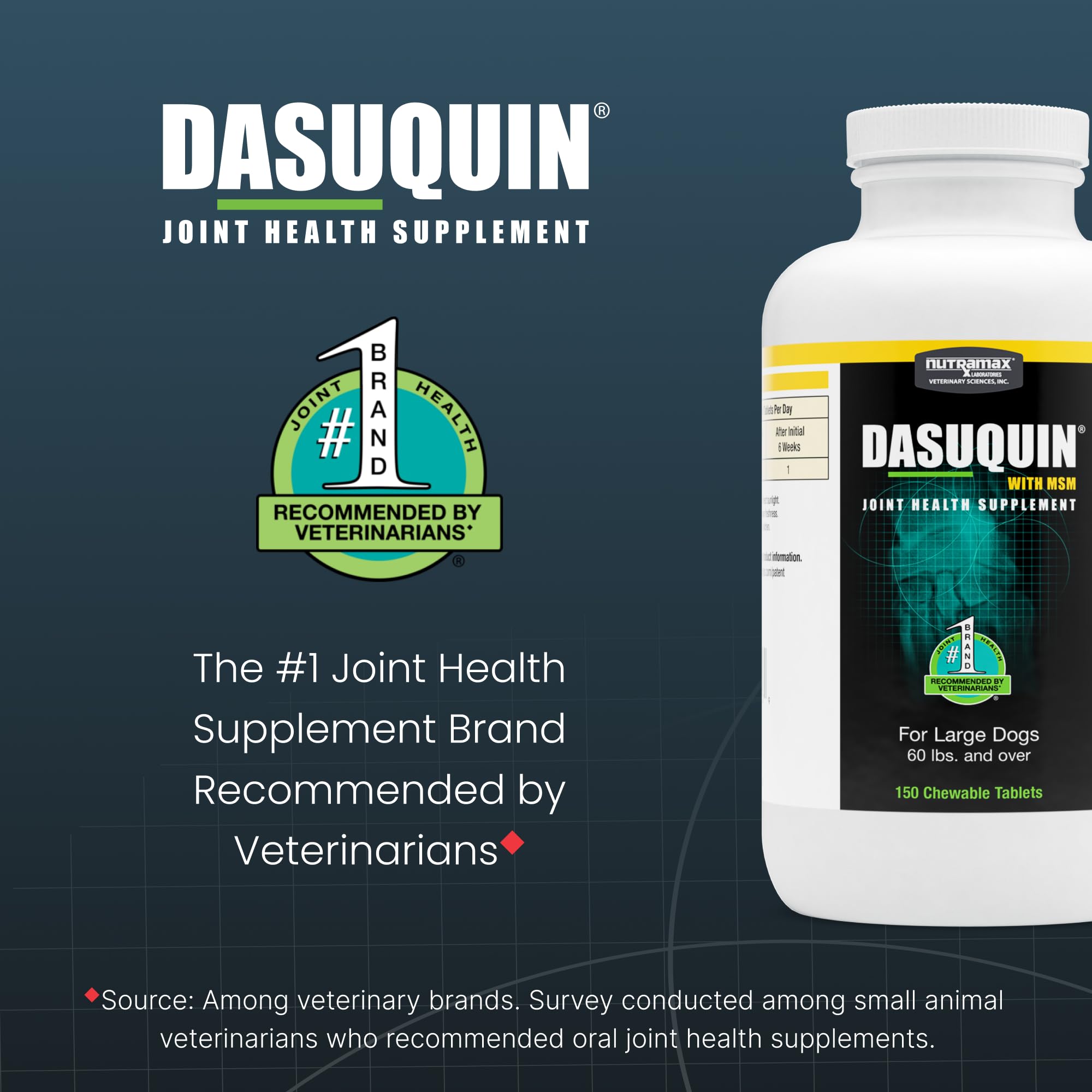 Nutramax Dasuquin tablet surface detail illustrating chewable composition
