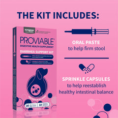Nutramax Proviable powder sprinkled on dog food for easy feeding