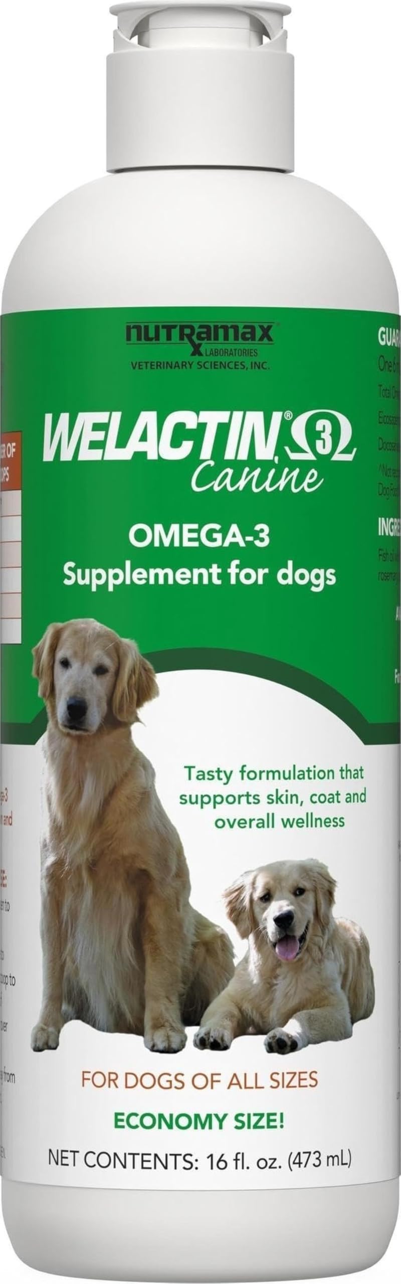 Nutramax Welactin front packaging showing bottle and scoop for quick dosing benefit