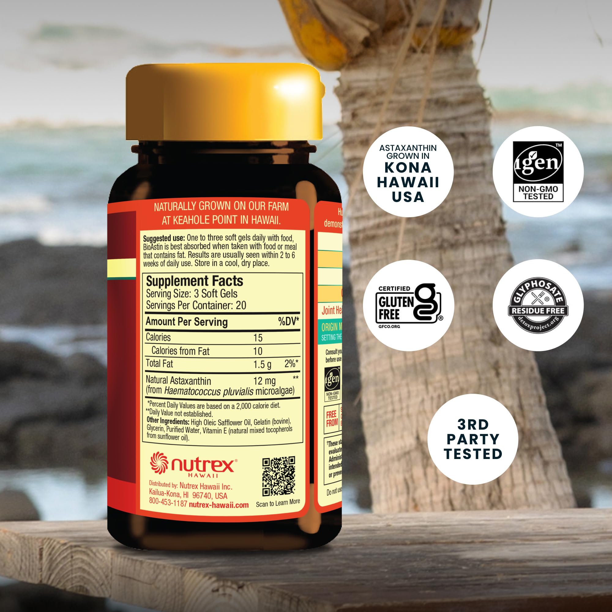 Nutrex Hawaii close-up of softgel texture and oil clarity for purity visualization