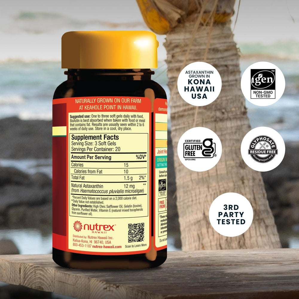 Nutrex Hawaii close-up of softgel texture and oil clarity for purity visualization