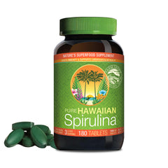 Nutrex Hawaii bottle front view showing 1000 mg spirulina tablets and brand clarity