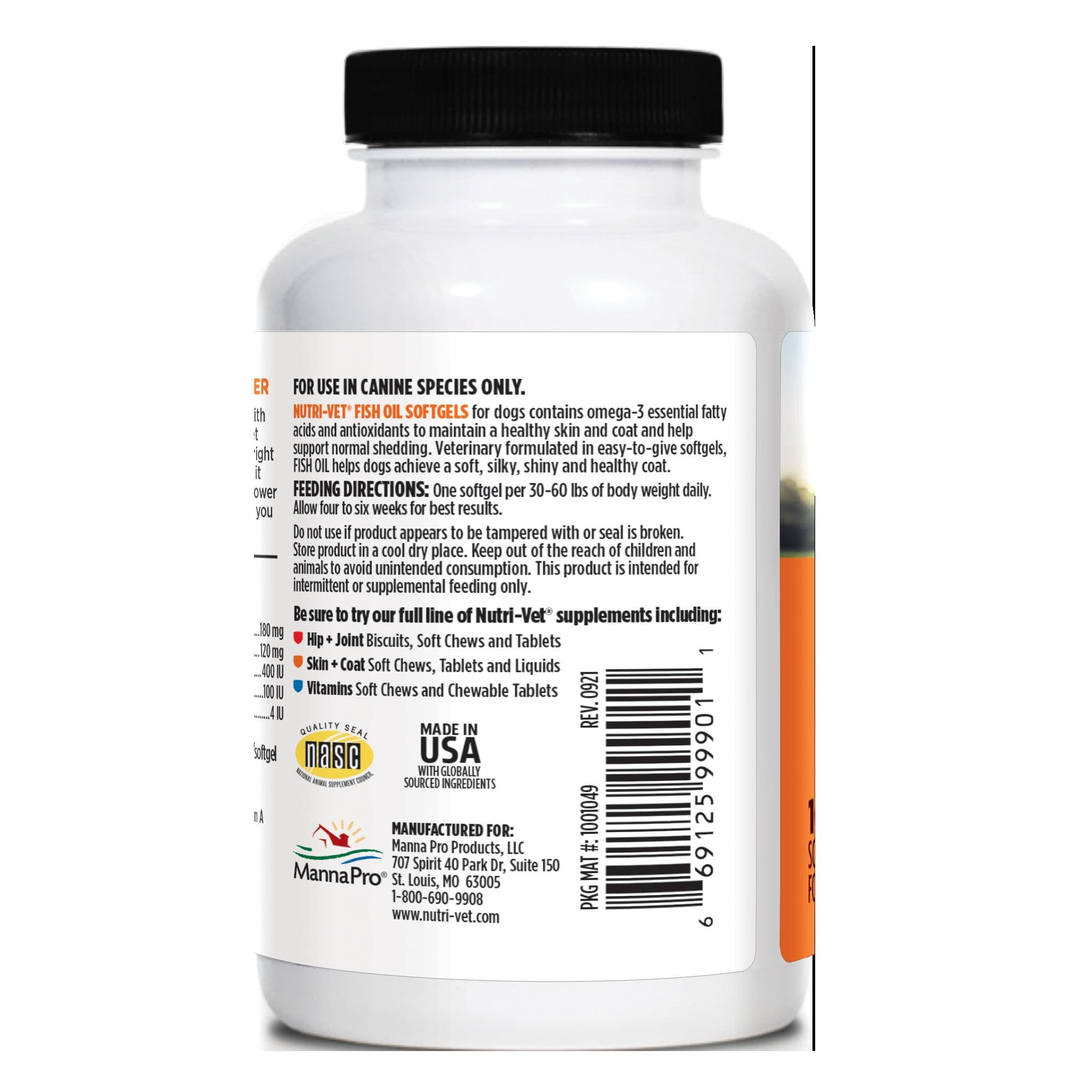 Nutri-Vet serving size comparison next to common items for scale and dosing clarity